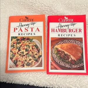 Hurry Up Recipe Book Set - Orange and Red for Pasta and Hamburger Recipes